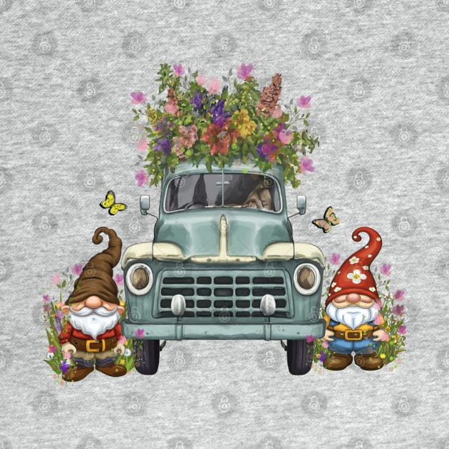 Spring Gnomes Garden Flower Truck by tamdevo1